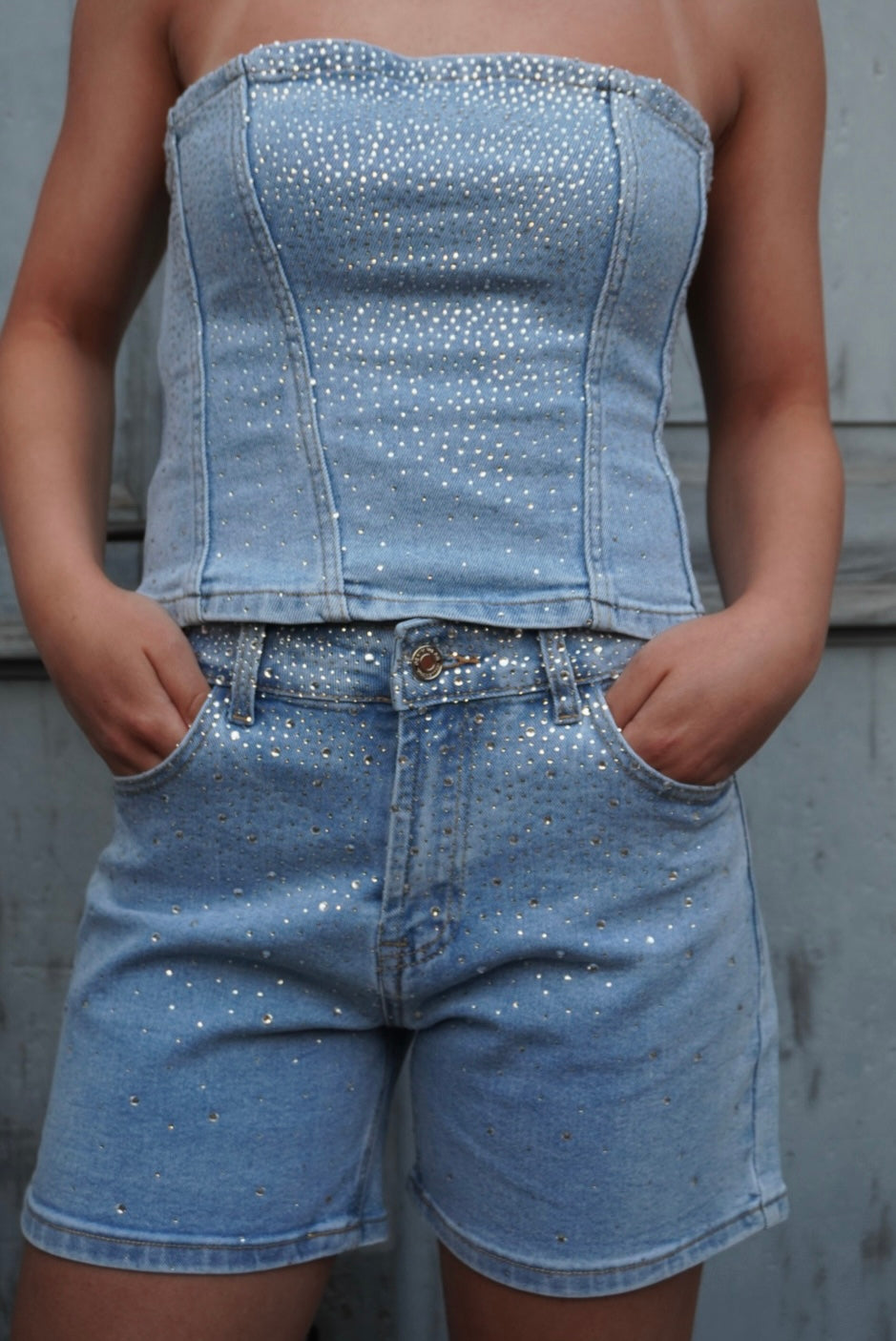 Bustier-Top mit Steinen