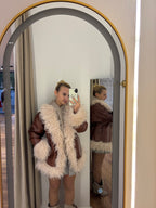 Lederjacke mit Teddyfell